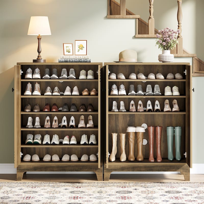 Shoe Cabinet with Doors and Adjustable Shelf