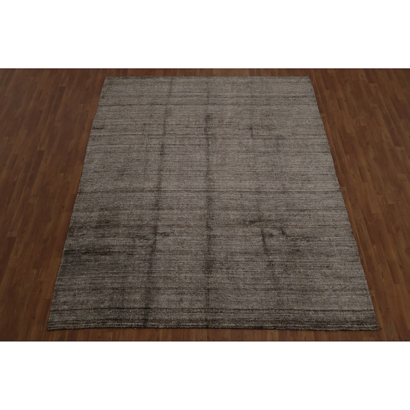 Hand Knotted Oriental 100% Wool Carpet Tribal Contemporary Greys & Charcoal Gabbeh Area Rug - 9' 8'' X 7' 9''