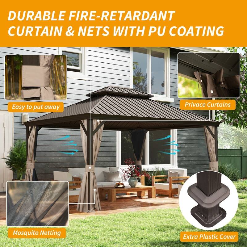 Domi Hardtop Gazebo with Galvanized Steel Double Roof and Aluminum Frame