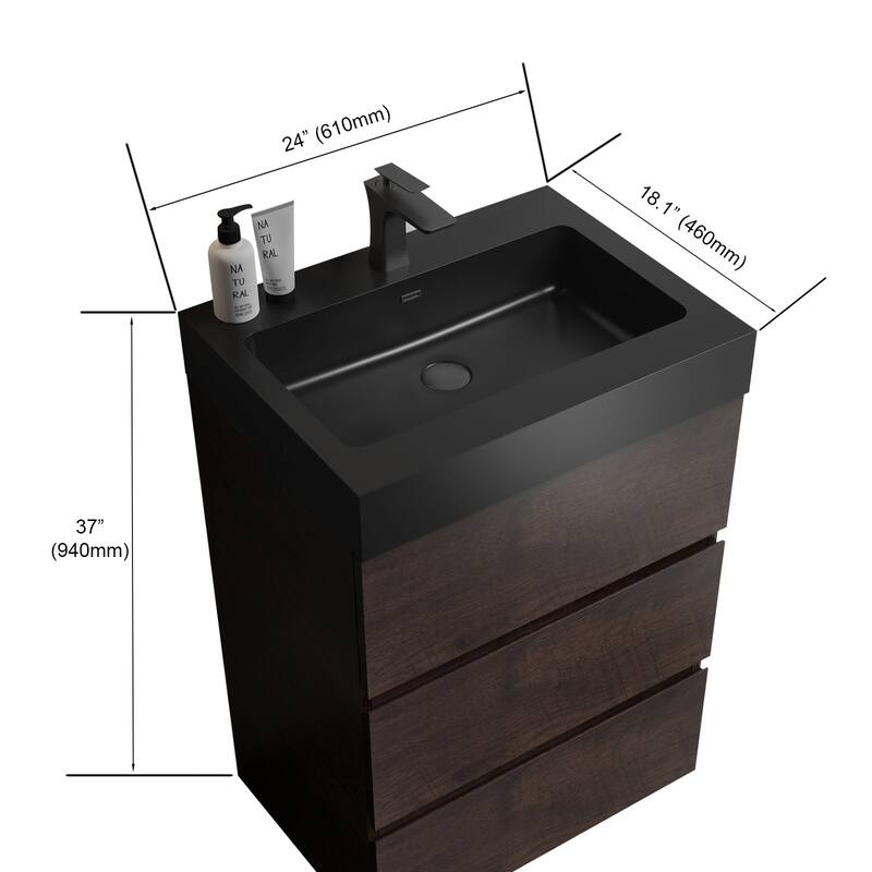 Contemporary 36" Alice Freestanding Bathroom Vanity with Ergonomic Handle-Free Design, Eco-Friendly Construction