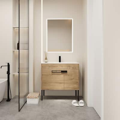 24"/30"/36" Modern Freestanding Bathroom Vanity with Ceramic Sink