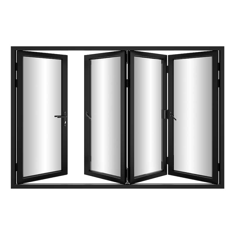 KaMic 120" x 80" 4-Panel Aluminum Patio Folding Door Right to Left-Outswing