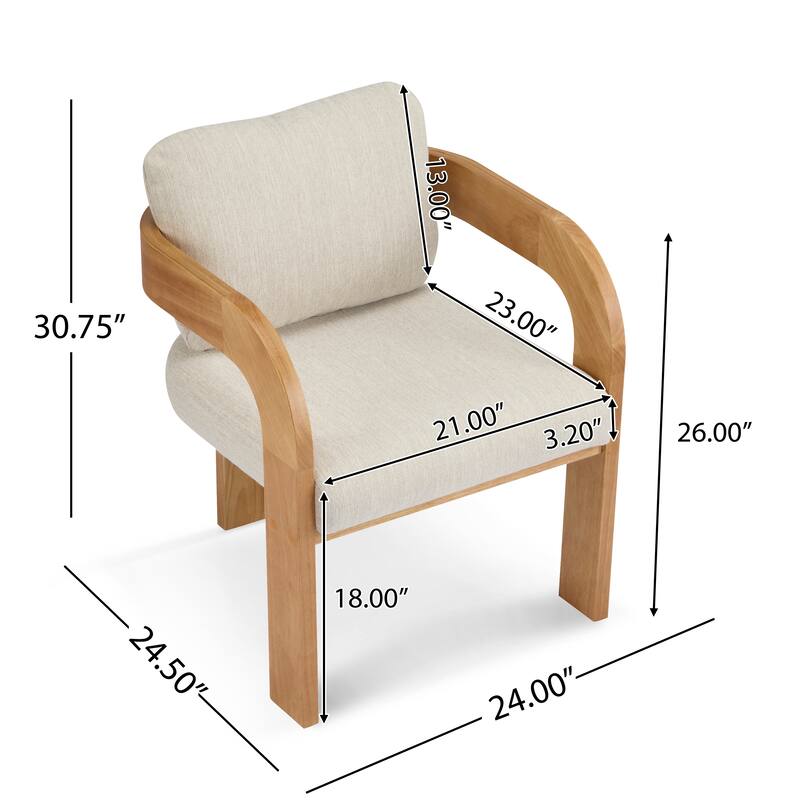 2-Pack Dining Chairs with Pillow Back, Solid Wood Frame
