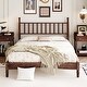 preview thumbnail 21 of 25, Queen Size Wood Platform Bed with Gourd Shaped Headboard, Retro Style Platform Bed with Wooden Slat Support, White