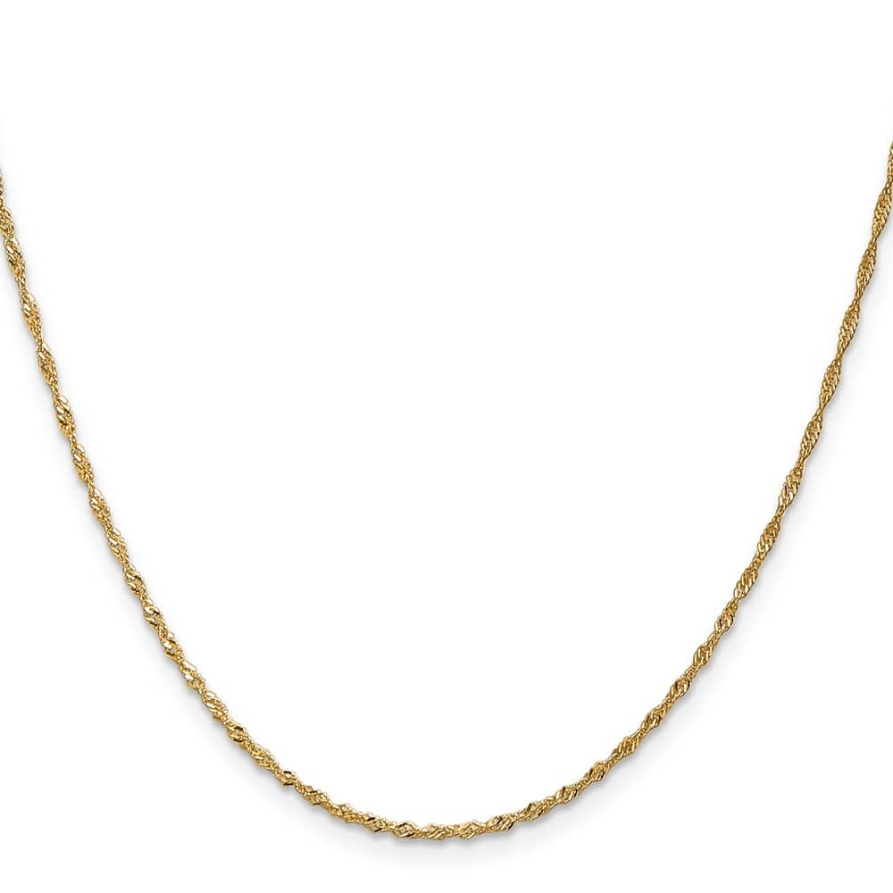 Curata Solid 18k Yellow or White Gold Italian Diamond-Cut 1.35mm Singapore Chain Necklace