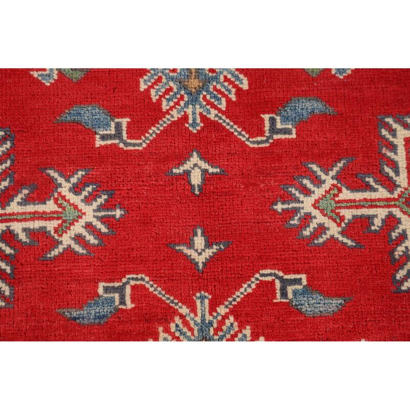 Kazak Oriental Area Rug Hand-Knotted Bedroom Red Wool Carpet - 4'2" x 6'0"
