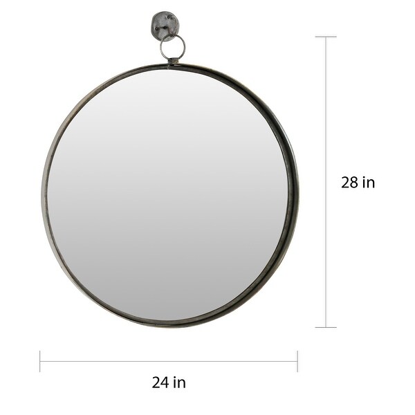 Bescott Suspended Round Wall Mirror in Dark Antique Brass - 28"H x 24"W x 2"D
