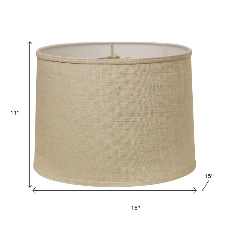 HomeRoots Light Yellow Linen Drum Lamp Shade - 15