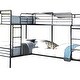 preview thumbnail 3 of 4, Twin over Full Bunk Bed with Safety Guard Rails, Sandy Black and Dark Bronze