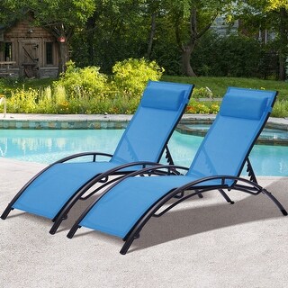 The Ergo Chaise Lounger Large Reclining Breathable Mesh Pool beach NAVY 