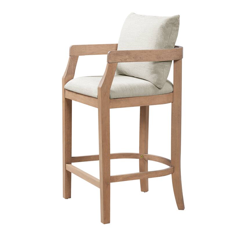 Christopher Knight Home - Rosdale Modern Upholstered Counter Height Bar Stool with Armrests, Padded Seat & Backrest, Set of 2