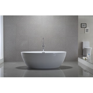 Vanity Art 55 Inch Freestanding White Acrylic Bathtub Stand Alone 55 On Sale Overstock 26428861