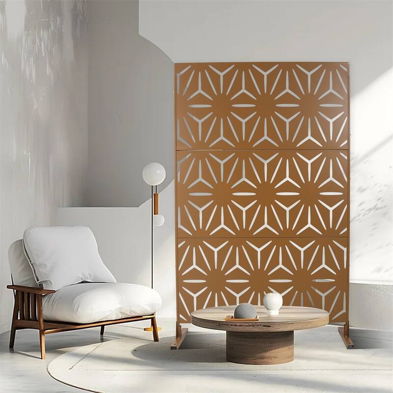 Outdoor & Indoor Freestanding Decorative Privacy Screen Privacy Screen - Brown
