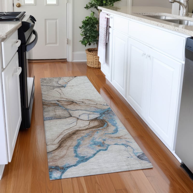 Premium Washable Super Soft Modern Crackle Mayfield Rug - Beige - 2'3" x 7'6"