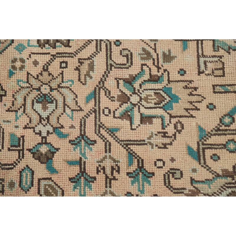 Hand Knotted Oriental 100% Wool Carpet Traditional Medallion Peach Tabriz Area Rug - 9' 5'' X 6' 7''