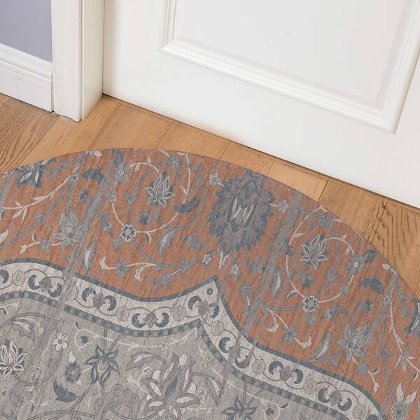 slide 2 of 10, EMPIRE ORANGE TEXTURE Indoor Floor Mat By Marina Gutierrez 5'X5'