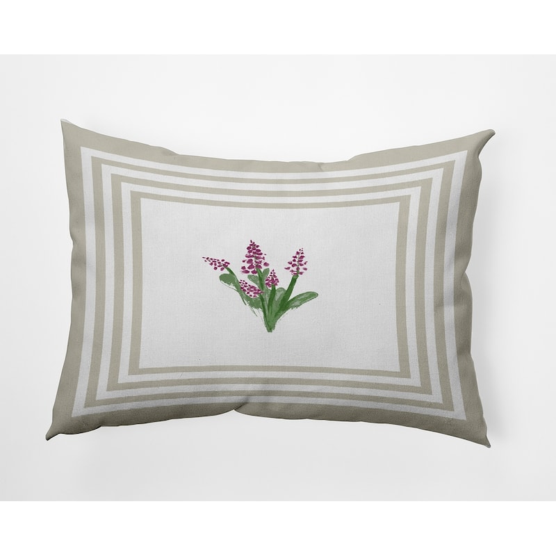 Framed Bouquets Decorative Throw Pillow - Oatmeal - 14" x 20"