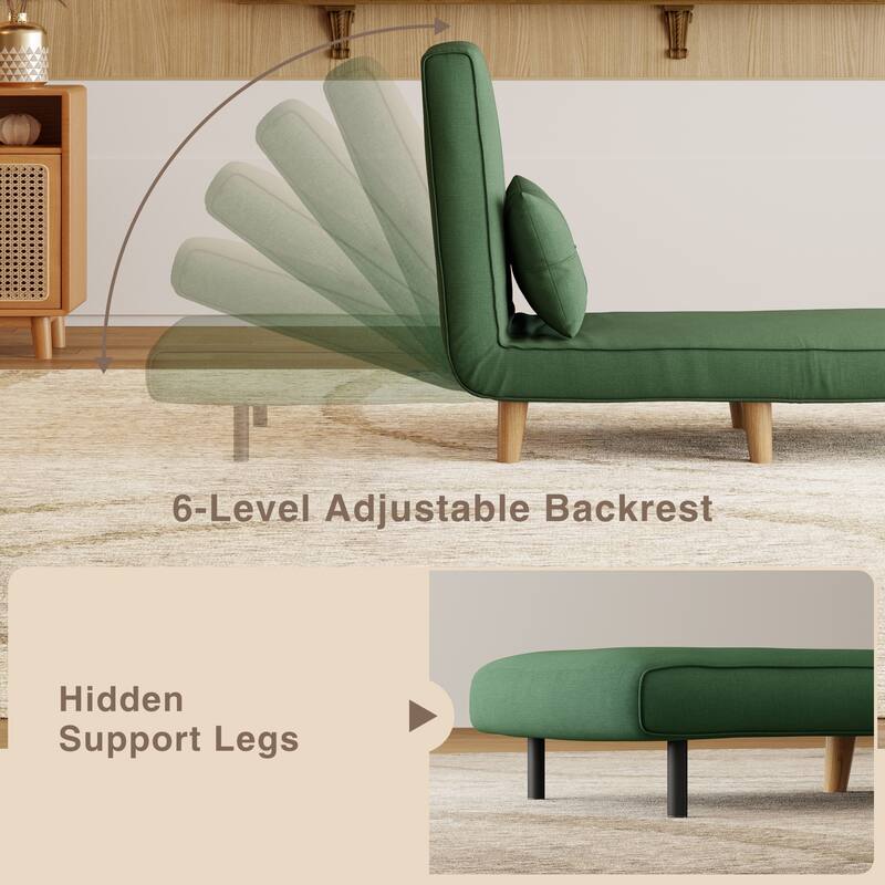 3 in 1 Convertible Upholstered Sofa Bed Sleeper Chair, Chaise Lounge Sofa, Folding Sleeper Chair, Recliner Chair with Pillow