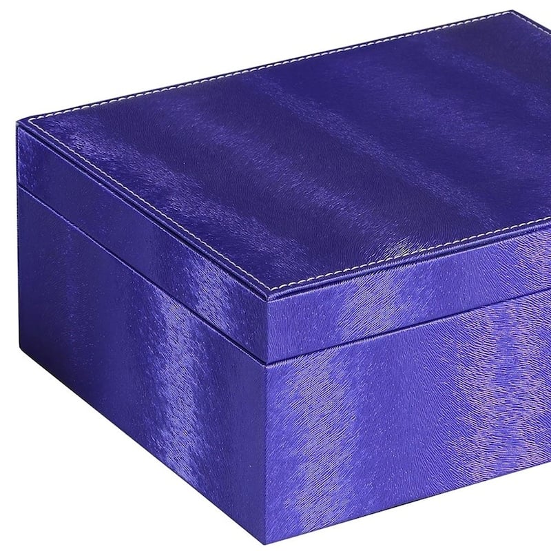 10" Azure Faux Leather Six Section Mirrored Jewelry Box