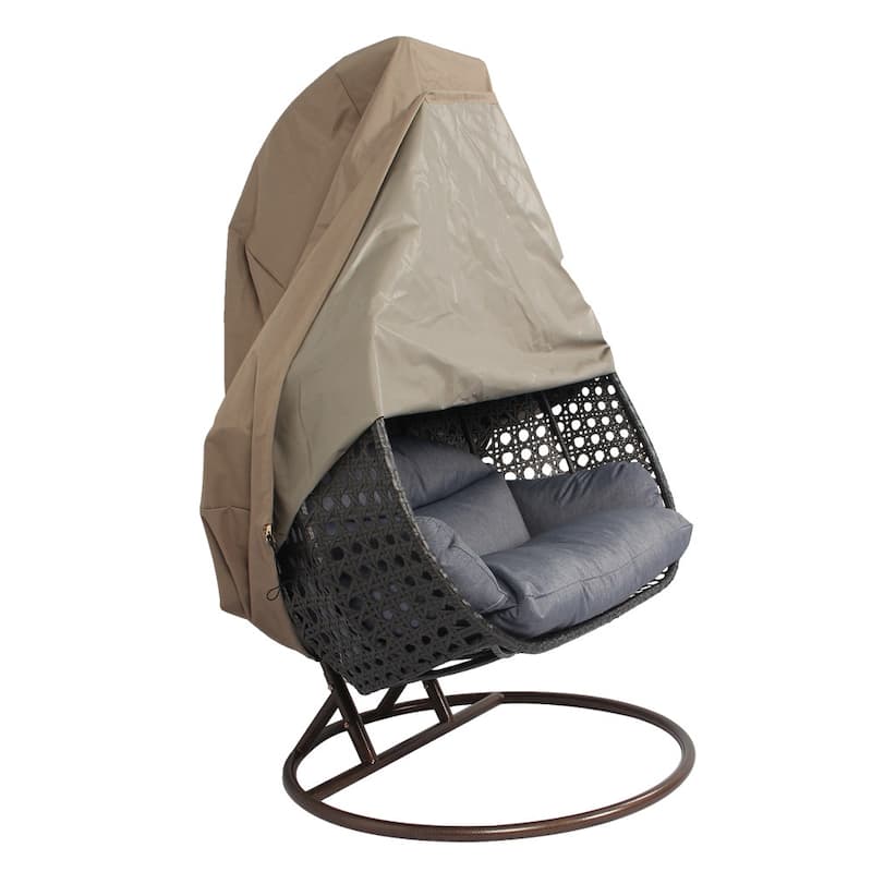 Swing Egg 600D Oxford Fabric Outdoor Chair Cover with Waterproof PVC Lining - Foldable Single/2-Person Hanging Egg Swing Cover