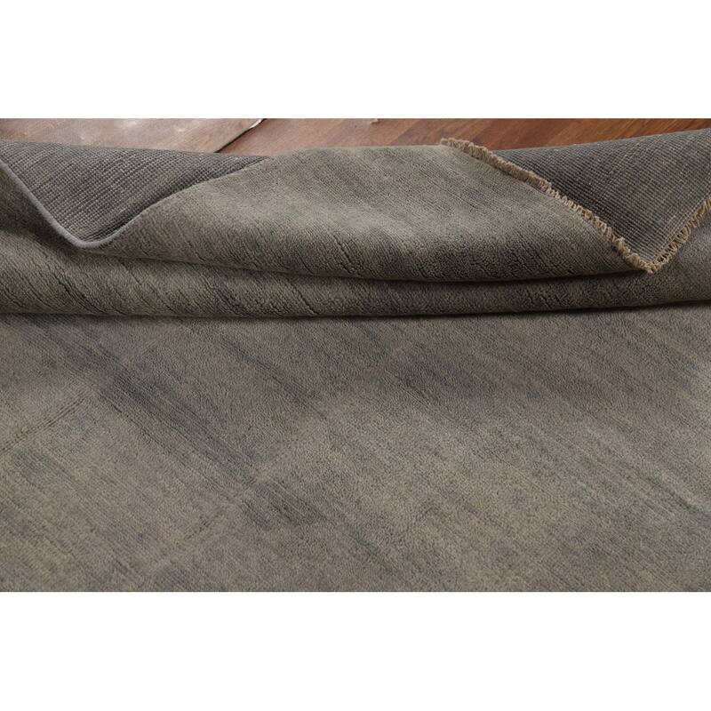 Stripe Gray Modern Gabbeh Oriental Rug Hand-Knotted Wool Carpet - 4'11" x 6'6"