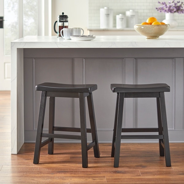 Simple Living Jalen Solid Wood 24 inch Saddle Stool Set of 2
