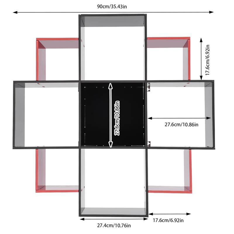 Modern PVC Board Bookcase with 9 Compartments Wall Mounted