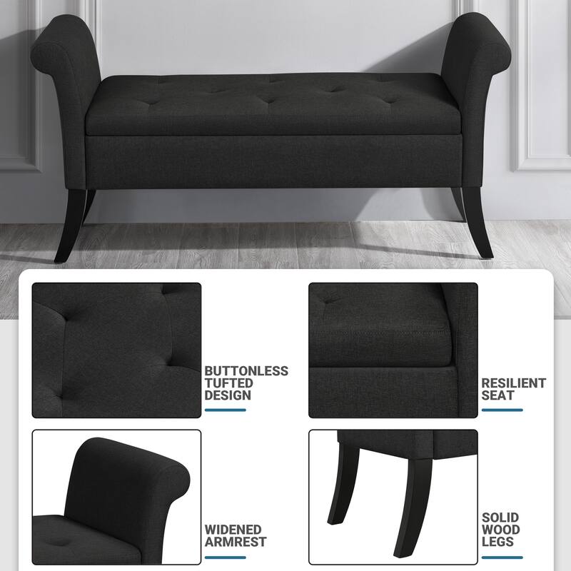 Yaheetech Modern Fabric Tufted Storage Bench with Cushioned Ottoman