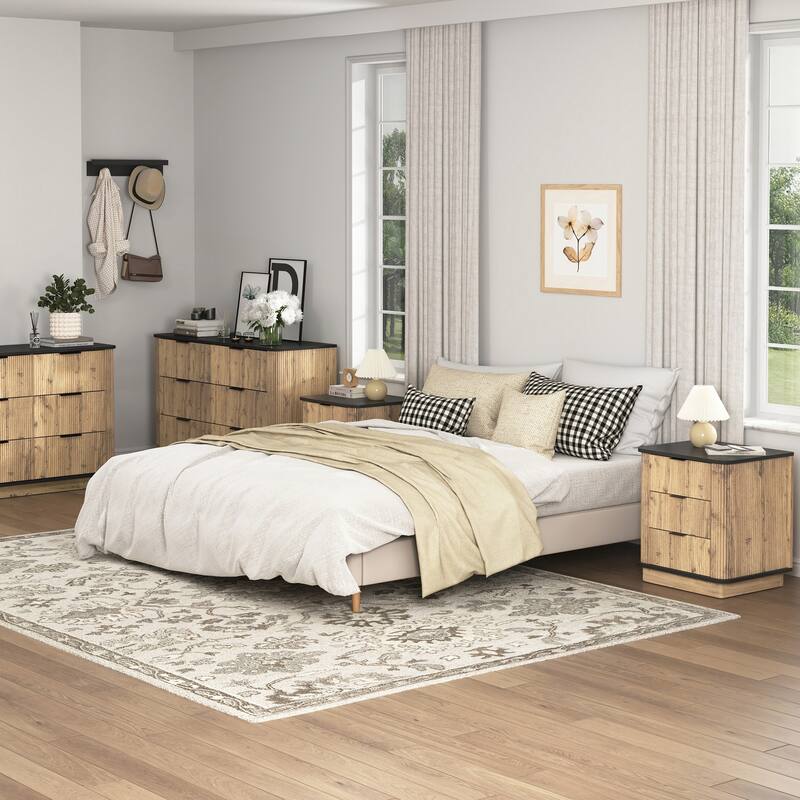 Multi-functional three-drawer MDF nightstand