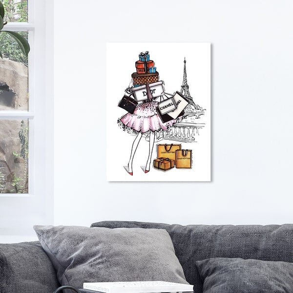Oliver Gal Doll Memories Shopping Paris Time Ii Fashion And Glam Wall Art Canvas Print Lifestyle Black Pink Overstock 31290251