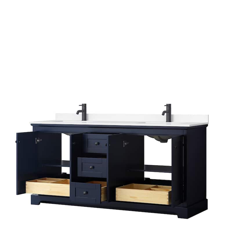 Avery 72 Inch Double Vanity, Cultured Marble Top