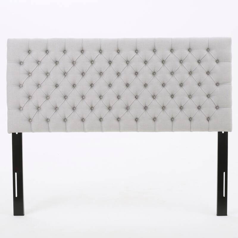 Roomfitters Adjustable Fabric Headboard with Diamond Tufting for Queen and Full Size Bed, Beige