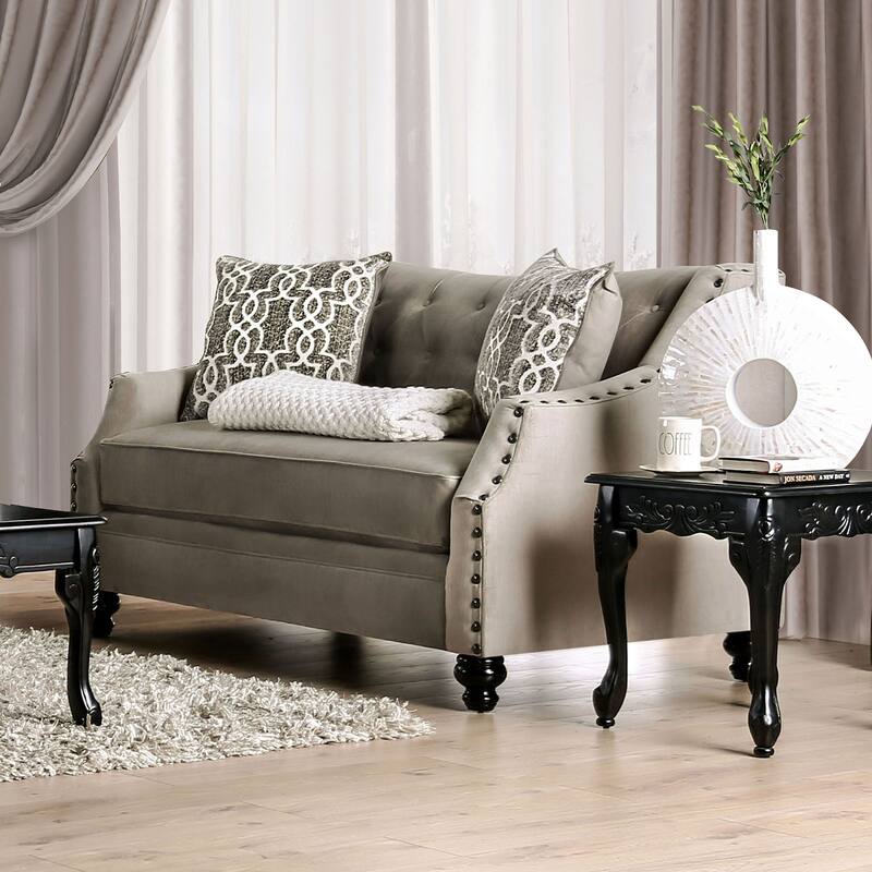 Small Burlap Weave Loveseat with Single Cushion in Light Brown