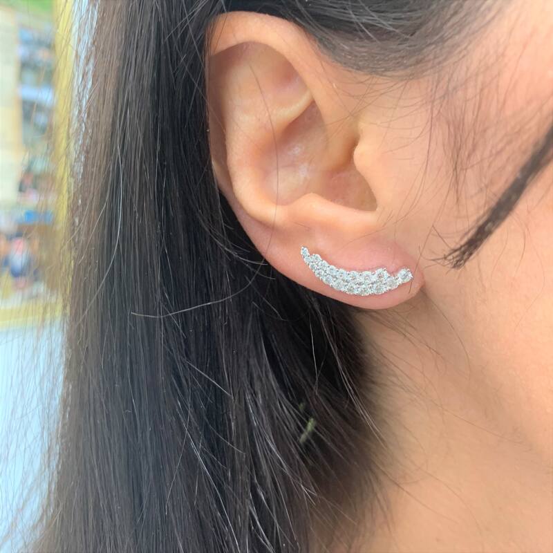 Joelle Collection Diamond Ear Climber Earrings 14K Gold 1-1/3 CT TDW