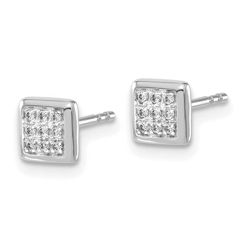 Curata 14k White Gold Diamond Post Earrings - 6x6mm Wide