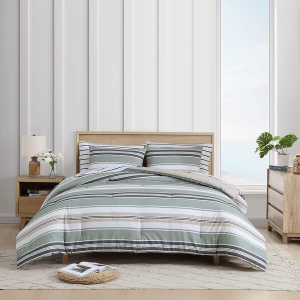 slide 2 of 8, Nautica Prospect Harbor Cotton Reversible Green Comforter Set