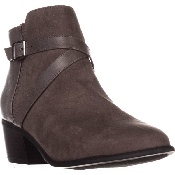 grey block heel ankle boots