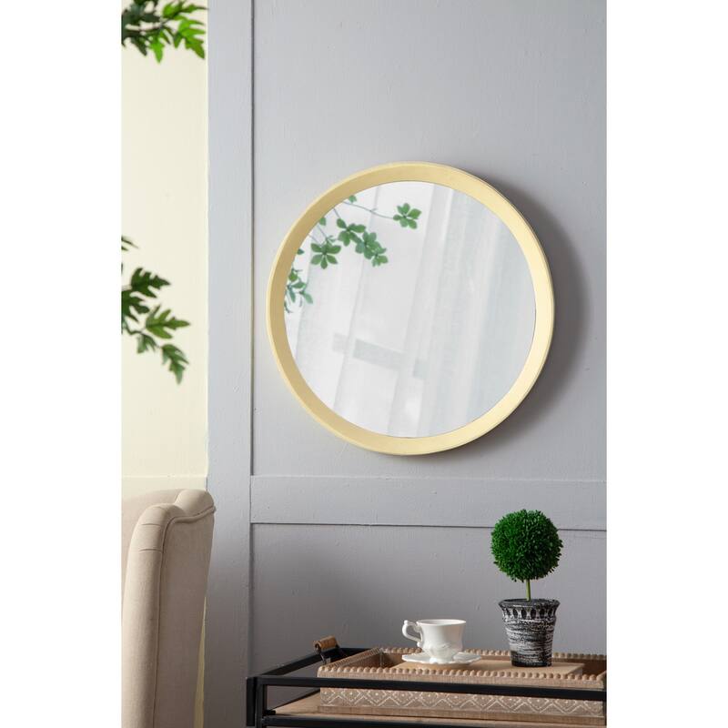 1.5" Transitional Decor Style Mango Wood Wall Mirror Wall Decor