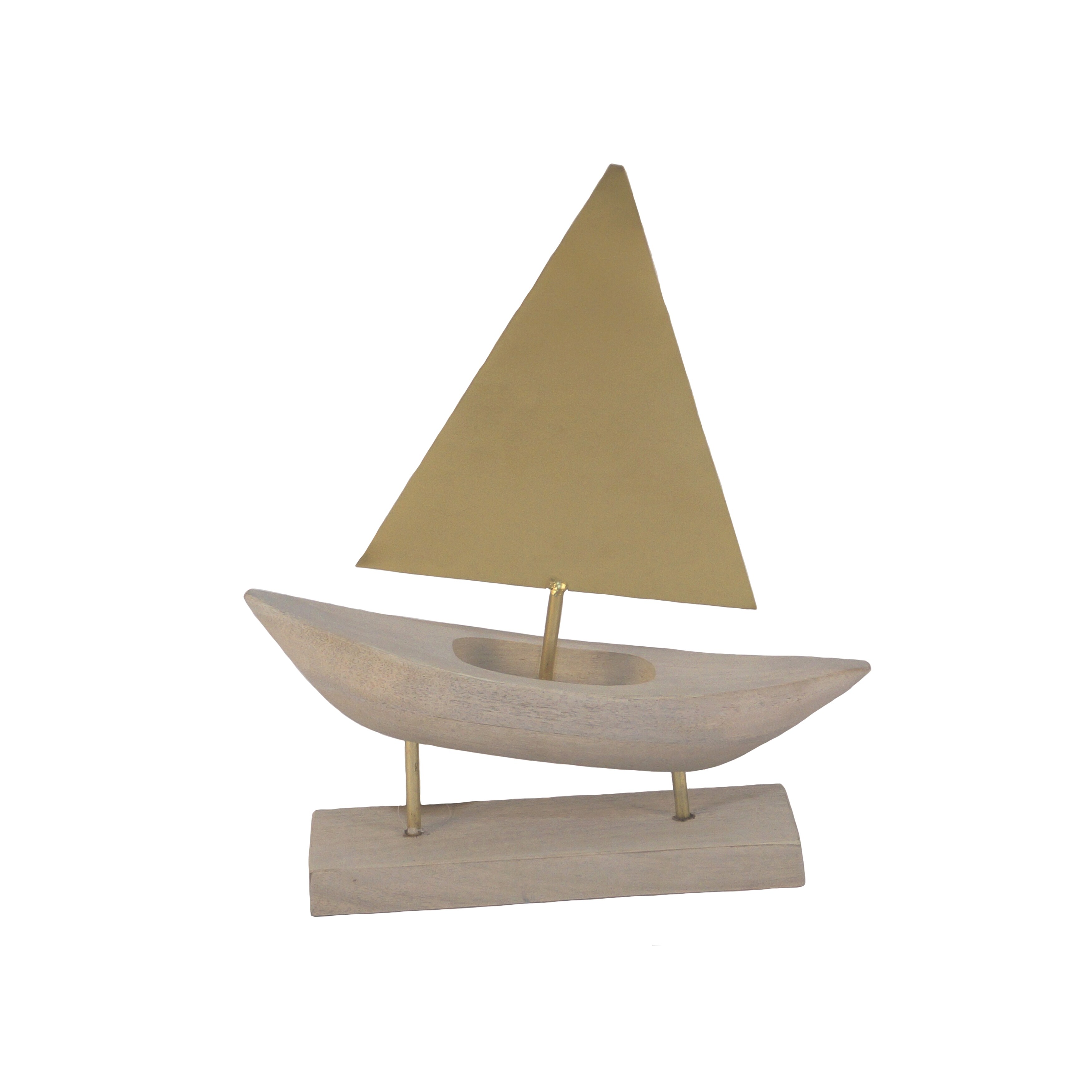 Shop Wooden Sailboat Decor On Metal Stand Gray And Gold Overstock 27645165