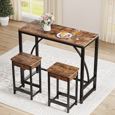 3-Piece Bar Table Set, Bar Table and Chairs Set of 2 - N/A