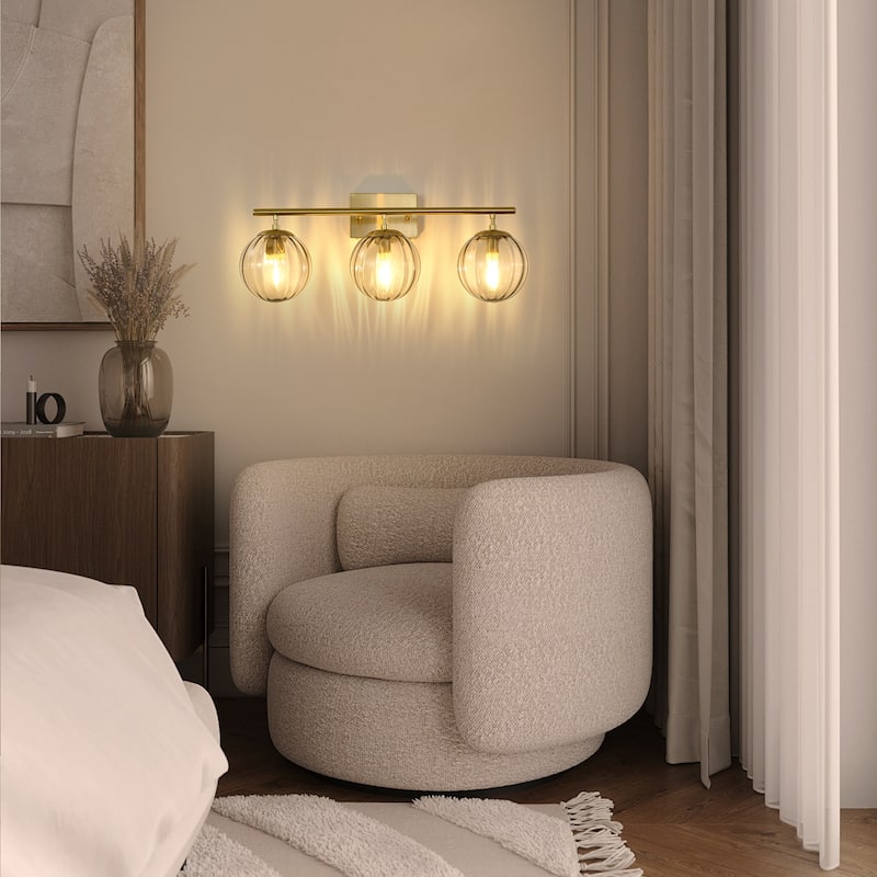 Dimmable Bathroom Vanity Lights with Ribbed Clear Glass Shade Vanity Light Fixture