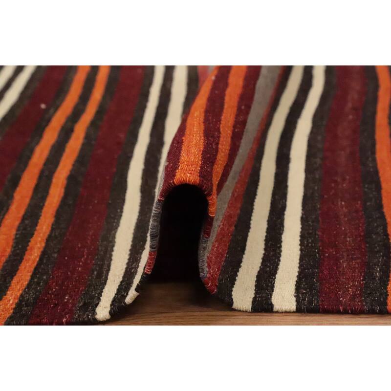 Hand Woven Oriental 100% Wool Carpet Southwestern Geometric Multi-Colored Kilim Area Rug - 10' 8'' X 5' 0''