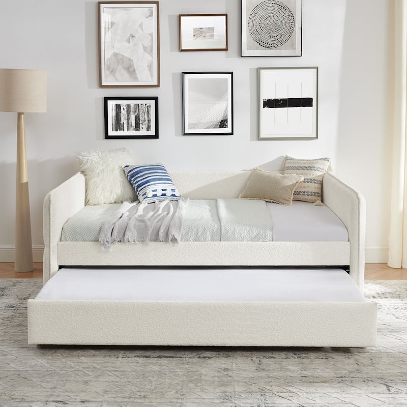 Daybed with Trundle Upholstered Tufted Sofa Bed