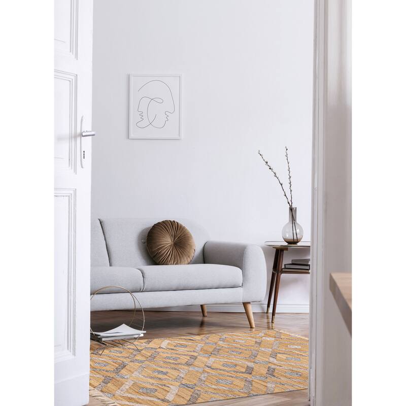 ECARPETGALLERY Flat-Weave Palas Denizli Tan Jute, Rayon Kilim - 5'4 x 7'4