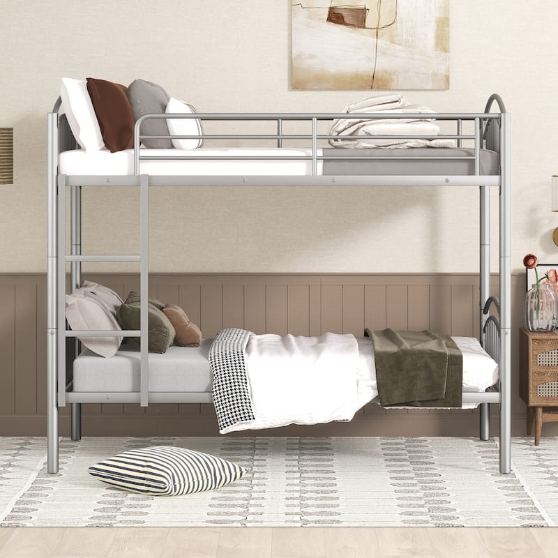 Twin Over Twin Metal Bunk Beds, Convertible Bunk Bed Divided into Two