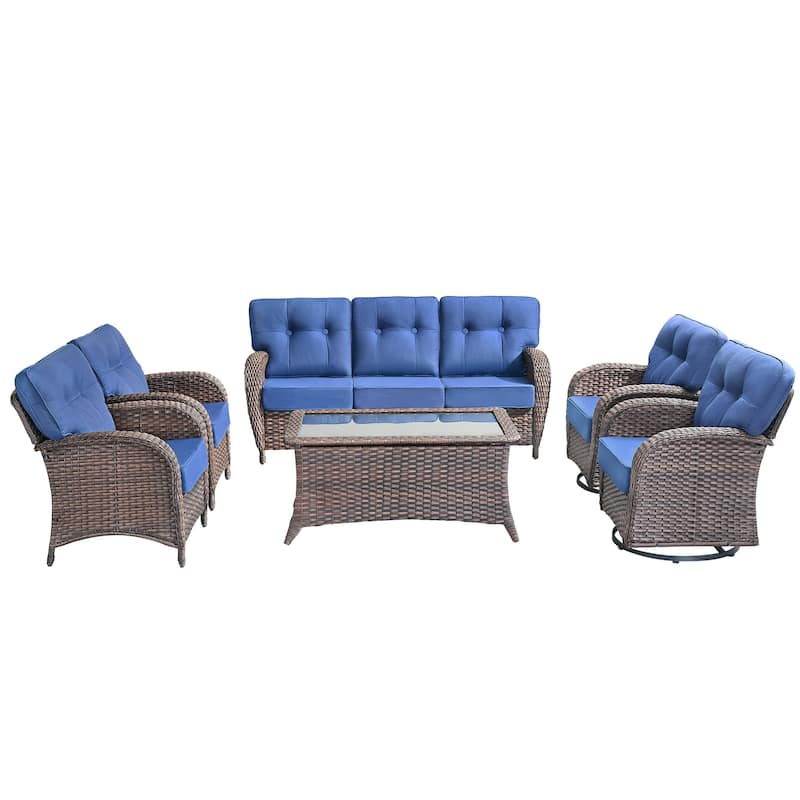 6 Pieces Pocassy Sofa Chairs Table with Swivel Chairs