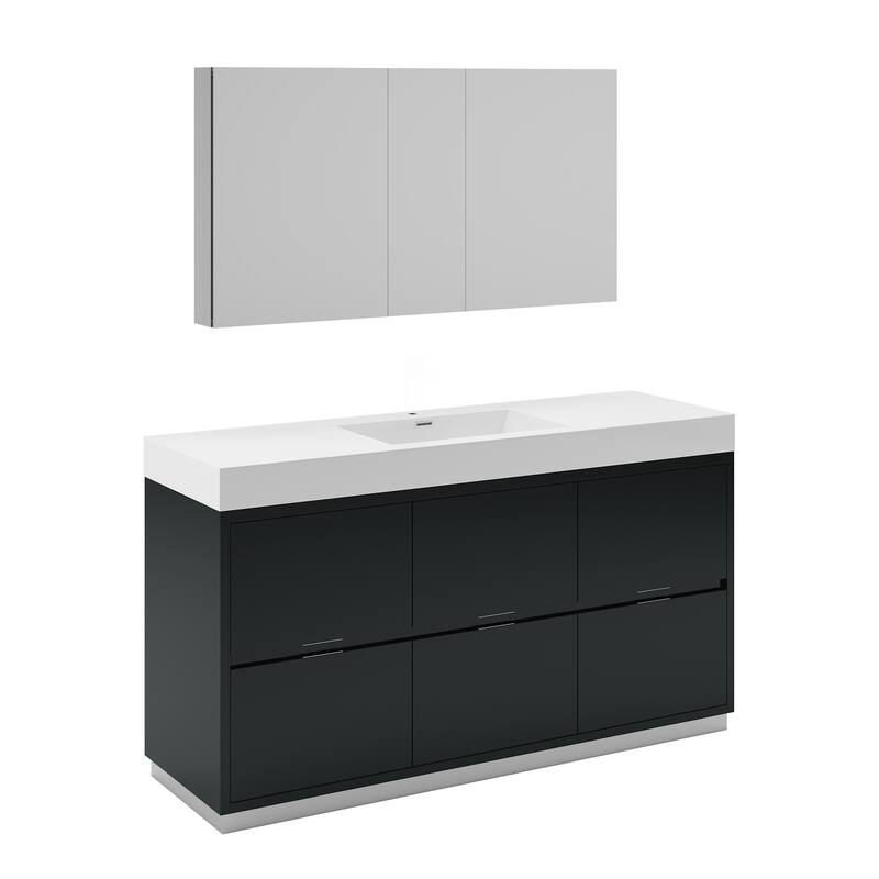 Fresca Senza 60" Single Vanity Set with Wood Cabinet and Acrylic