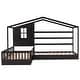preview thumbnail 4 of 8, L Structure 2 Twin Wood House Bed with Fence and Slatted Frame, Brown