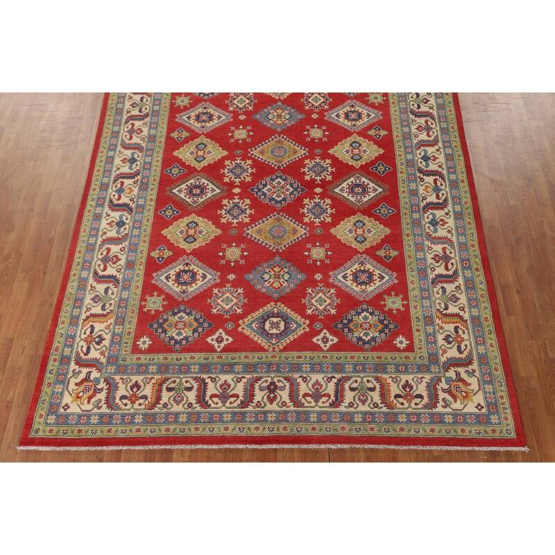 Geometric Kazak Area Rug Wool Carpet - 8'0" x 10'4"