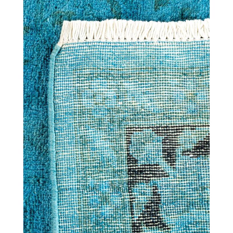 Overton Hand Knotted Wool Vintage Inspired Modern Contemporary Overdyed Blue Area Rug - 4' 1" x 6' 3"